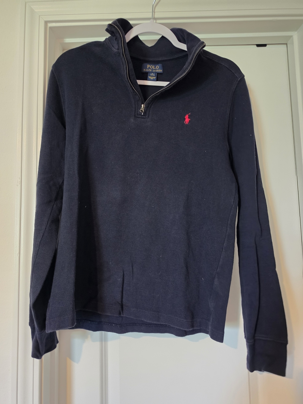 Polo by Ralph Lauren Navy Quarter-Zip Sweater with Red Pony